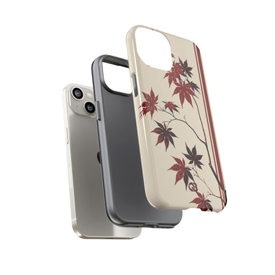 Red Tough Phone Case for iPhone - Crimson Momiji Stripe