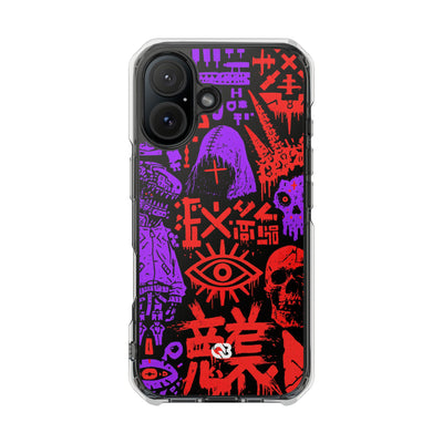 Underground Cyber Glyphs · Clear Impact Magnetic Phone Case for iPhone · Black