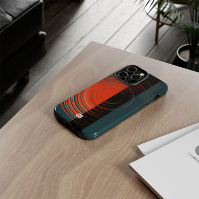 Teal Tough Phone Case for iPhone - Burnt Slate Radial