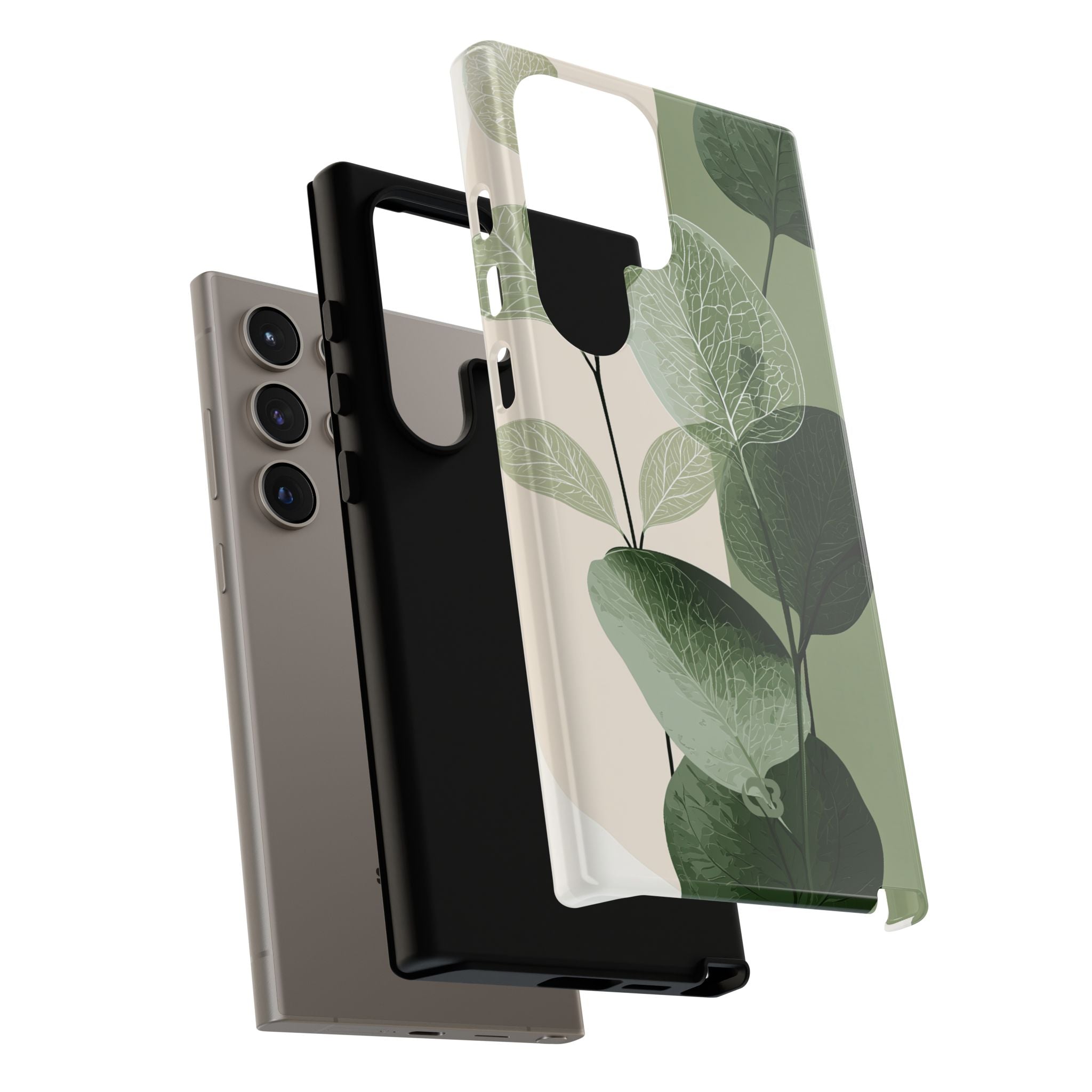 Green Tough Phone Case for Samsung - Sage Leaf Skeletals
