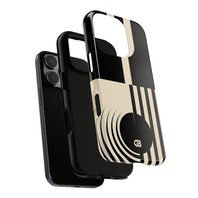 Black Tough Phone Case for iPhone - Ivory Signal Grid