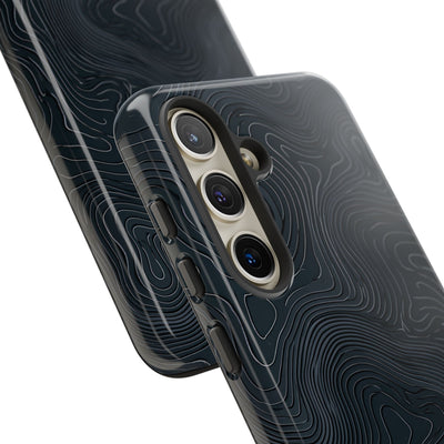 Black Tough Phone Case for Samsung - Obsidian Ridge Topo