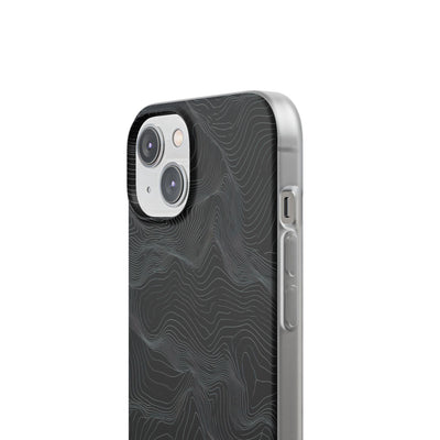 Black Lite Phone Case for iPhone - Obsidian Topo Wireframe