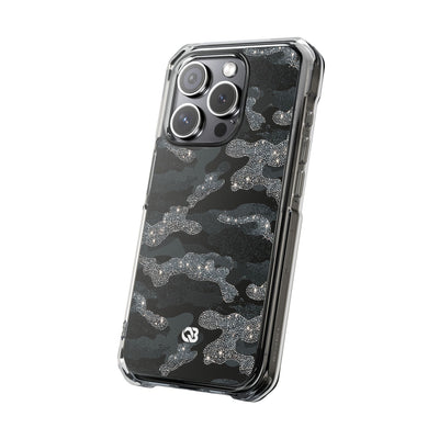 Glitter Shadow Camo · Clear Impact Magnetic Phone Case for iPhone · Black
