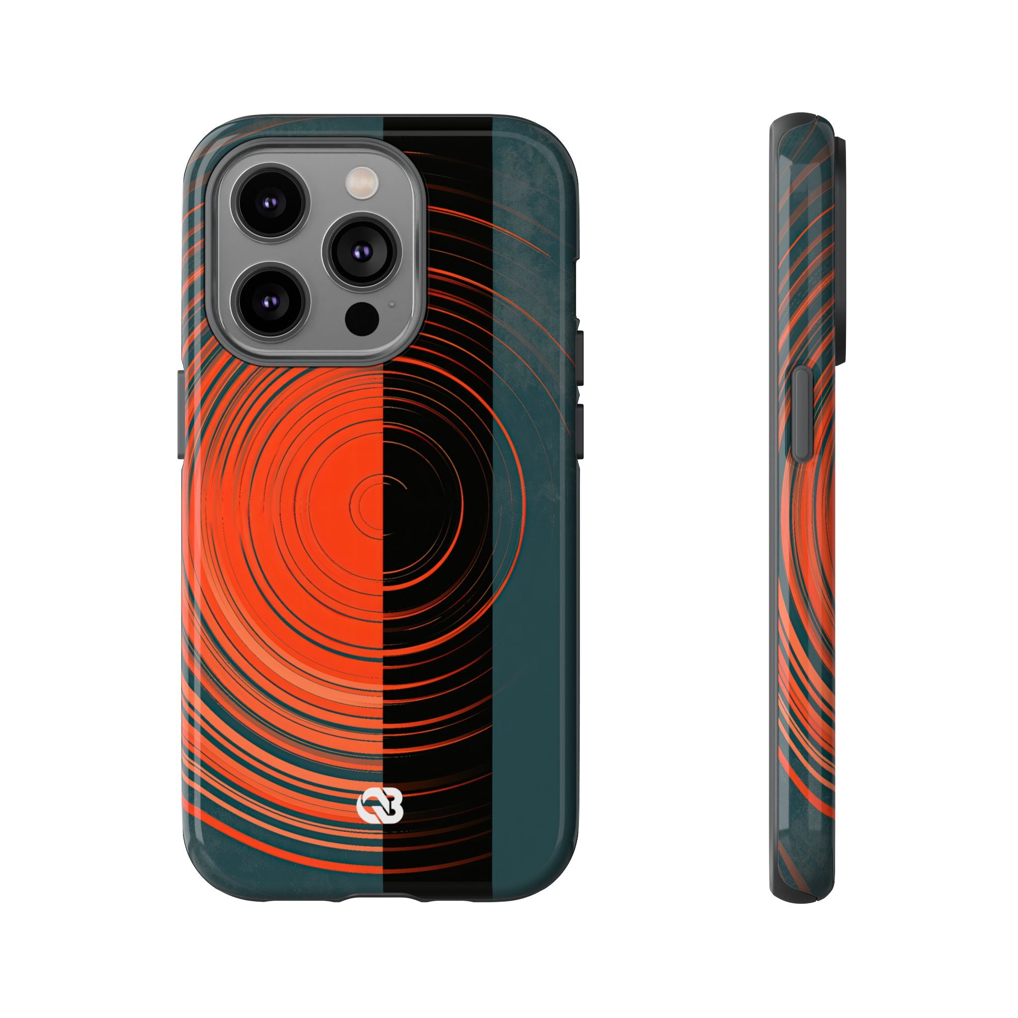 Teal Tough Phone Case for iPhone - Burnt Slate Radial