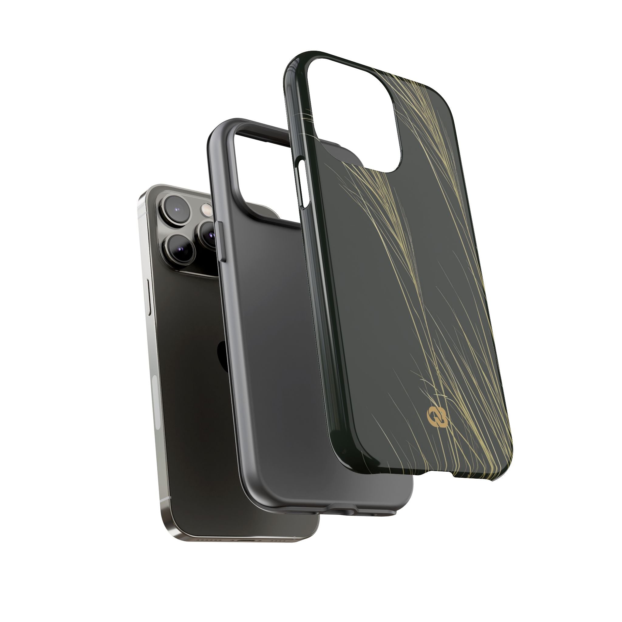 Green Tough Phone Case for iPhone - Midnight Gilded Grass