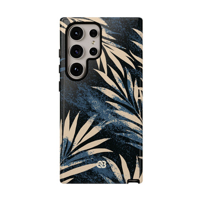 Blue Tough Phone Case for Samsung - Midnight Indigo Palm