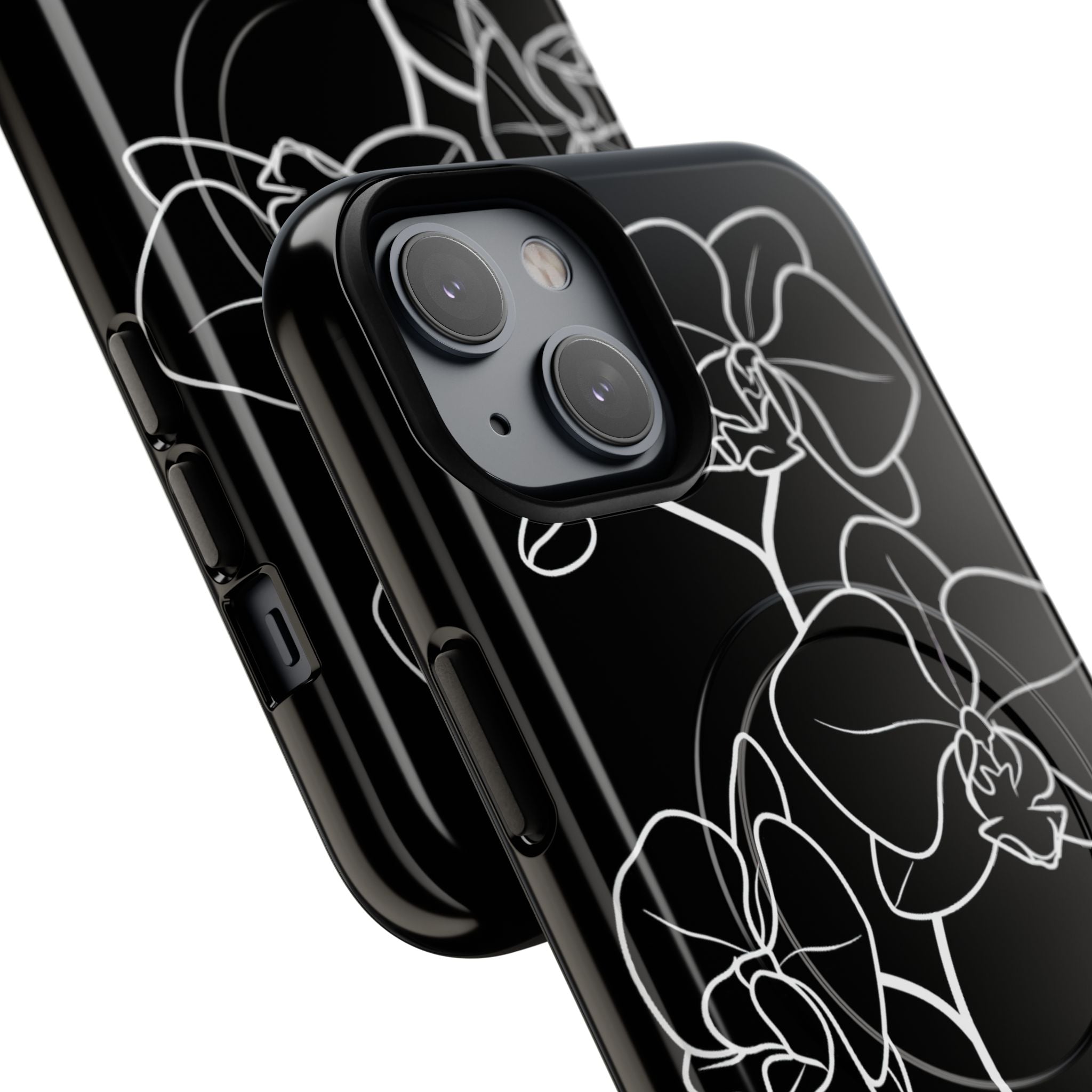 Black Tough 2.0 Magsafe Phone Case for iPhone - Noir Alabaster Orchid