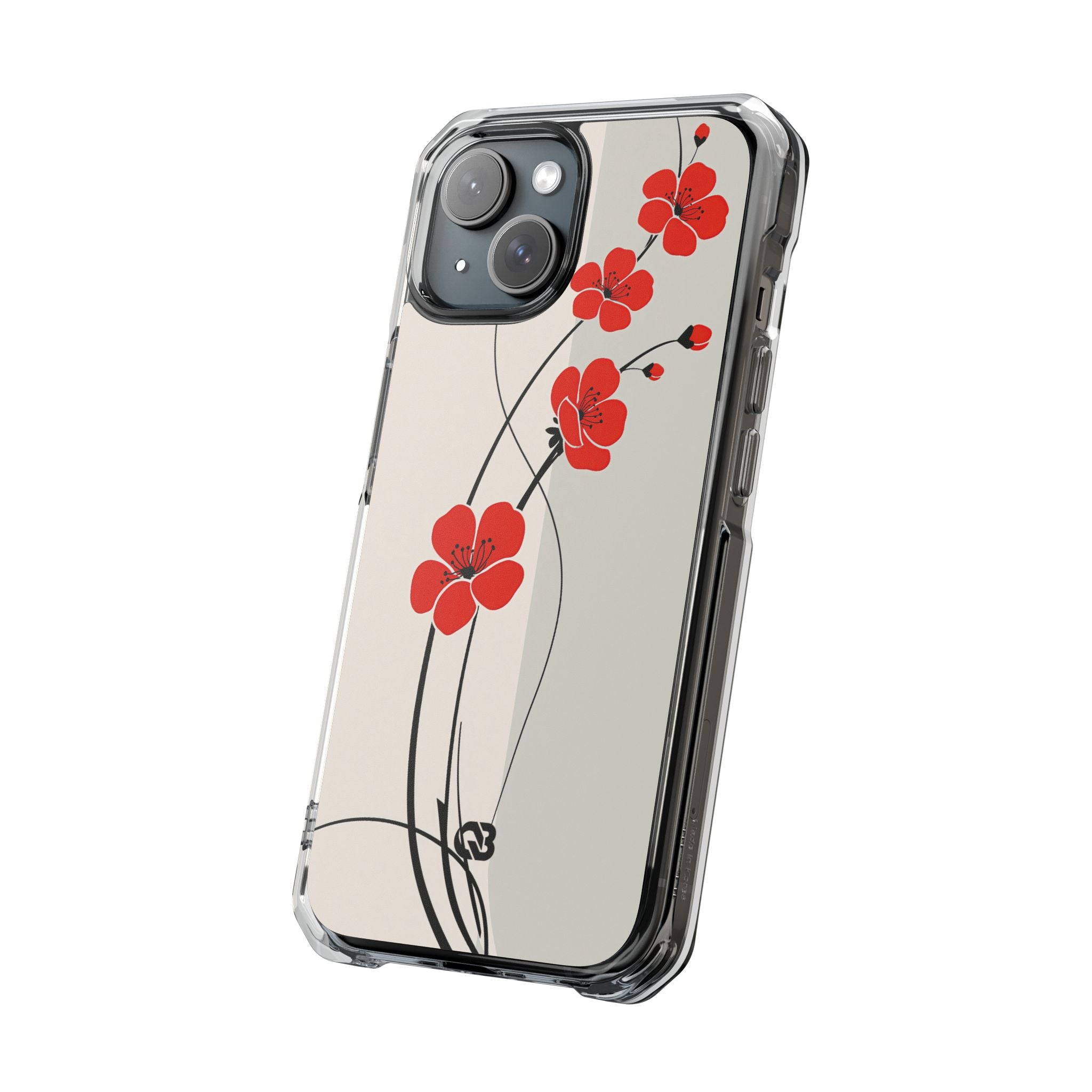 Beige Impact MagSafe Phone Case for iPhone - Scarlet Ink Petals