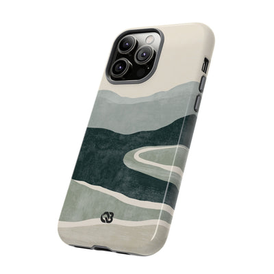 Green Tough Phone Case for iPhone - Misty Sage Valley