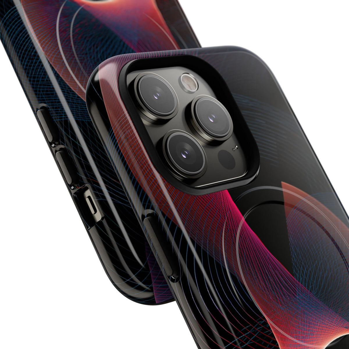 Black Tough 2.0 Magsafe Phone Case for iPhone - Cobalt Crimson Flux