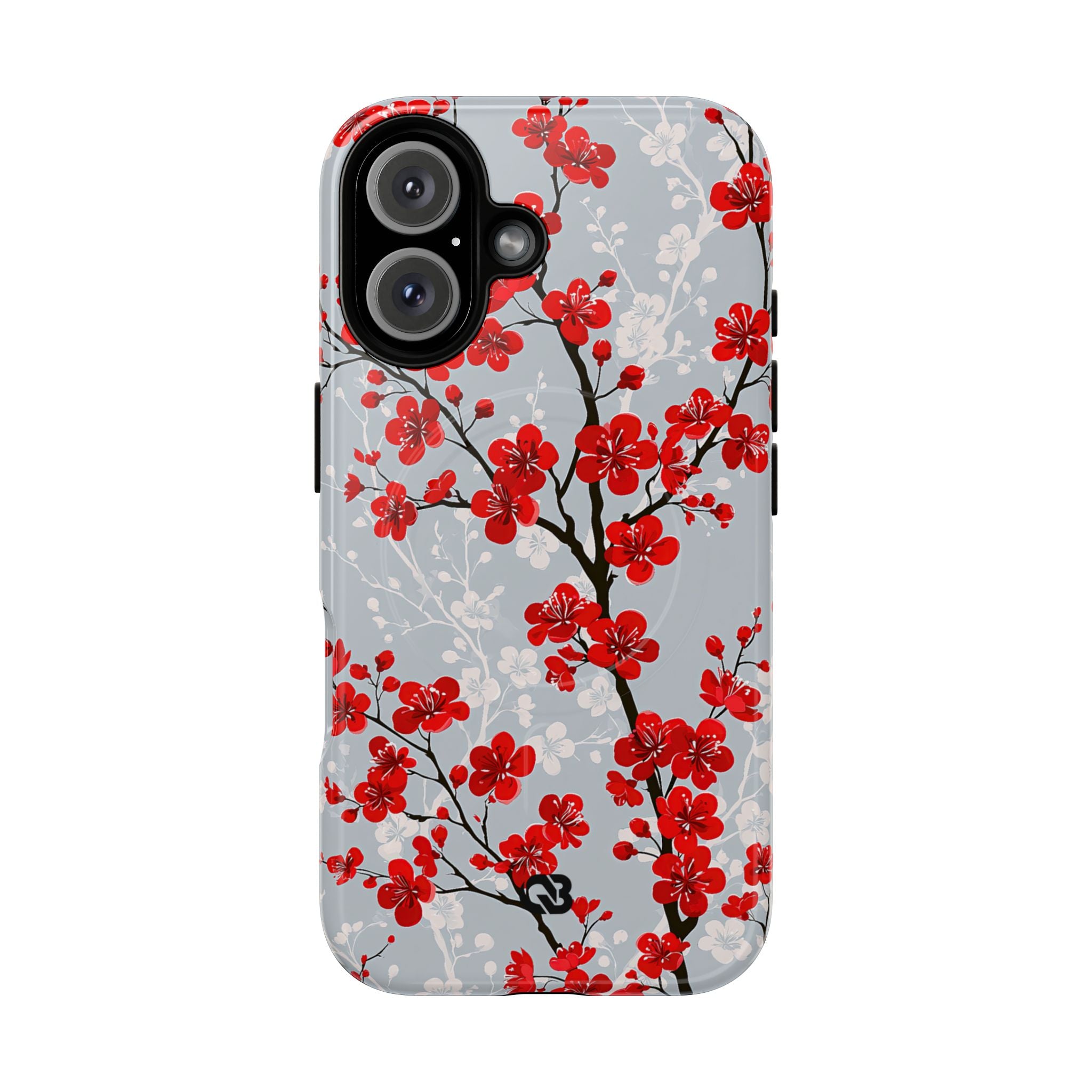 Grey Tough 2.0 Magsafe Phone Case for iPhone - Crimson Sakura Slate