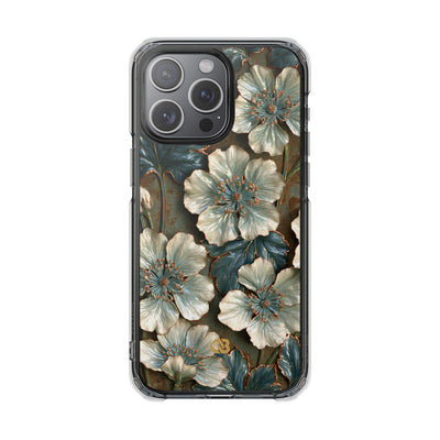 Gilded Blossom Reverie · Clear Impact Magnetic Phone Case for iPhone · Teal