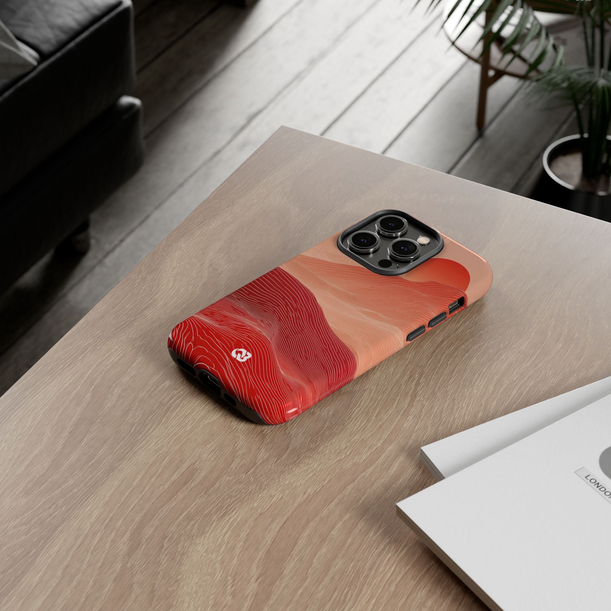 Red Tough Phone Case for iPhone - Crimson Ridge Lines