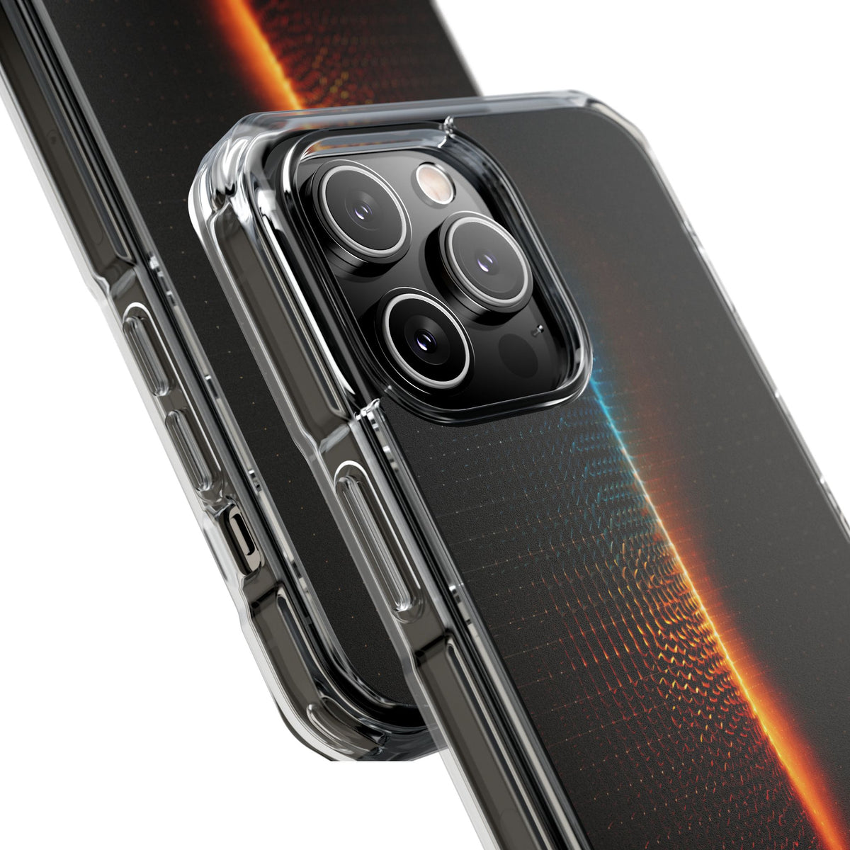 Luminous Refraction Grid · Clear Impact Magnetic Phone Case for iPhone · Black