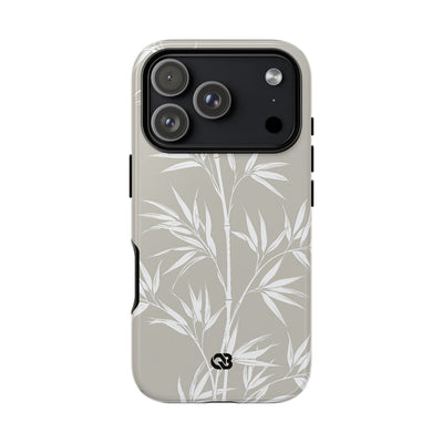 Beige Tough Phone Case for iPhone - Sandstone Bamboo Stalks