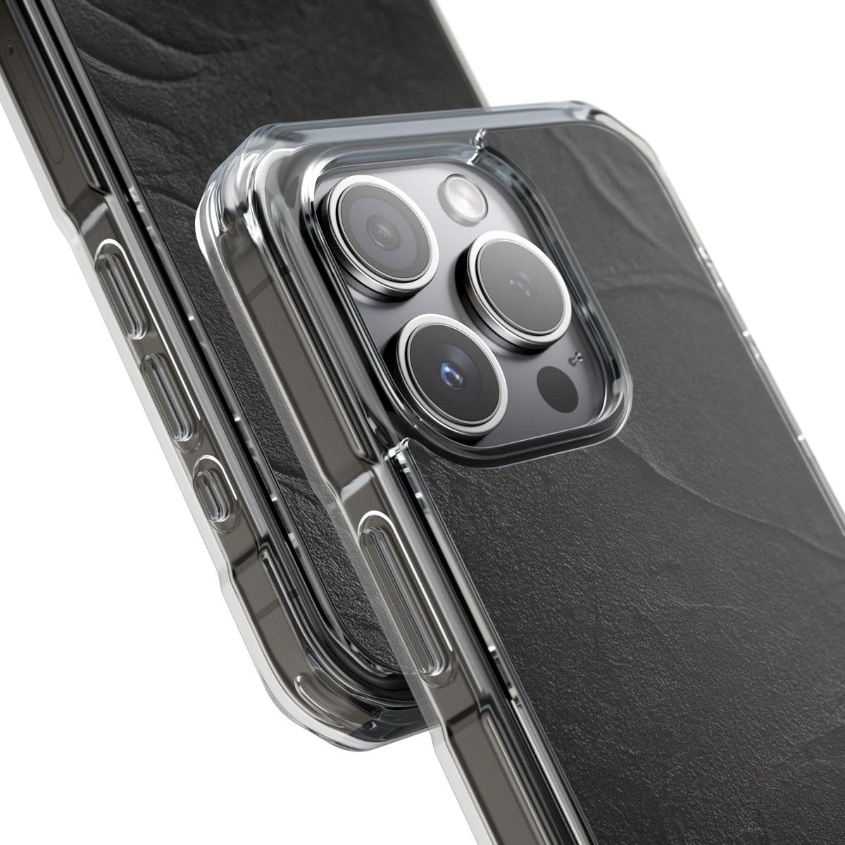 Obsidian Stucco Relief · Clear Impact Magnetic Phone Case for iPhone ·  Black