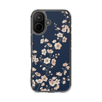 Blue Impact MagSafe Phone Case for iPhone - Midnight Peach Sakura
