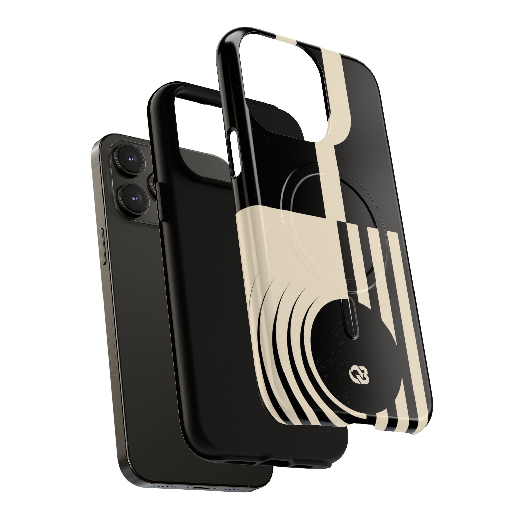 Black Tough 2.0 Magsafe Phone Case for iPhone - Ivory Signal Grid