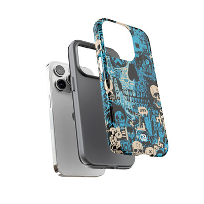 Electric Skull Graffiti · Tough Phone Case for iPhone · Blue