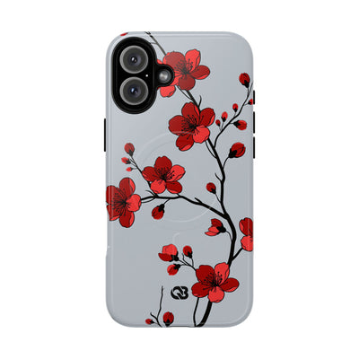 Grey Tough 2.0 Magsafe Phone Case for iPhone - Crimson Blossom Onyx
