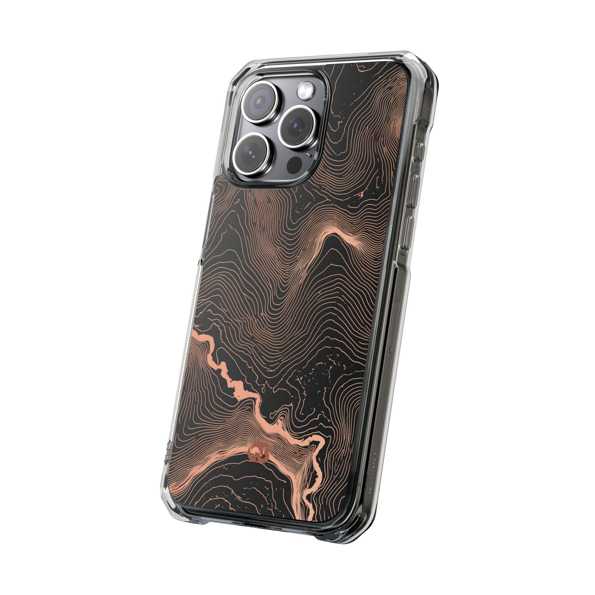Orange Impact MagSafe Phone Case for iPhone - Salmon Ridge Topo