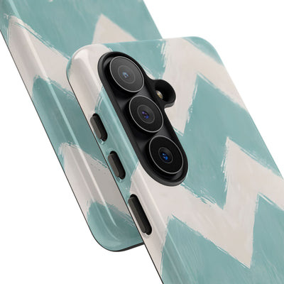 Teal Painted Chevron · Tough Phone Case for Samsung