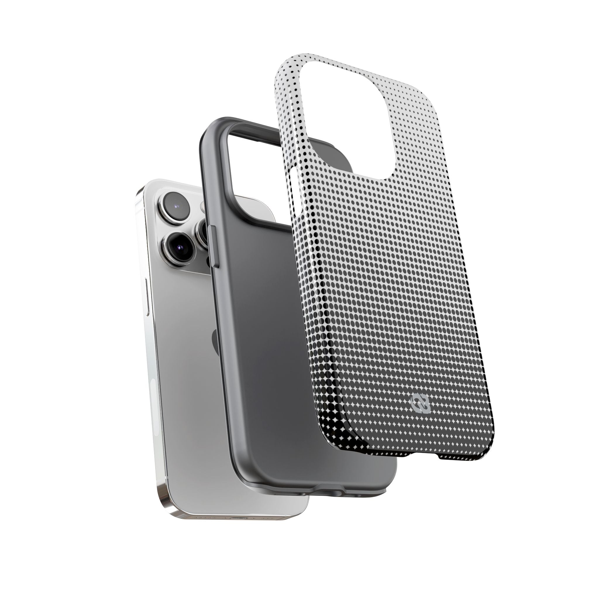 Black Tough Phone Case for iPhone - Obsidian Halftone Flux