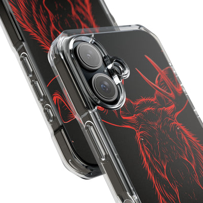 Nordic Moose Contour · Clear Impact Magnetic Phone Case for iPhone ·  Red