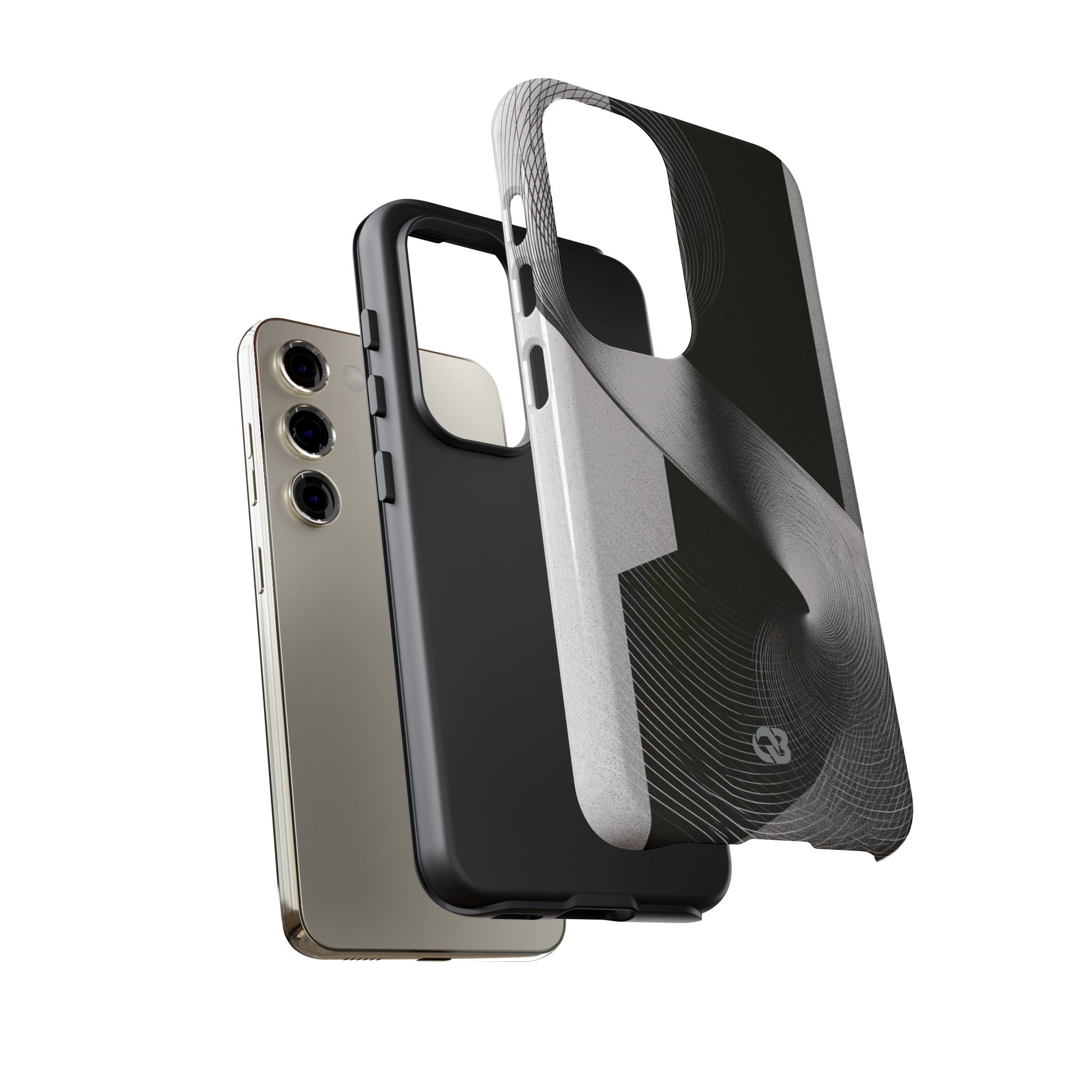 Grey Tough Phone Case for Samsung - Obsidian Moiré Wave