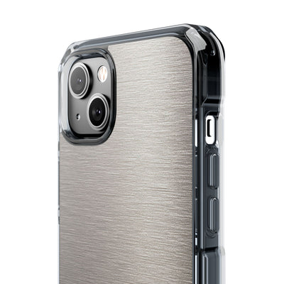 Grey Impact MagSafe Phone Case for iPhone - Brushed Nickel Linen