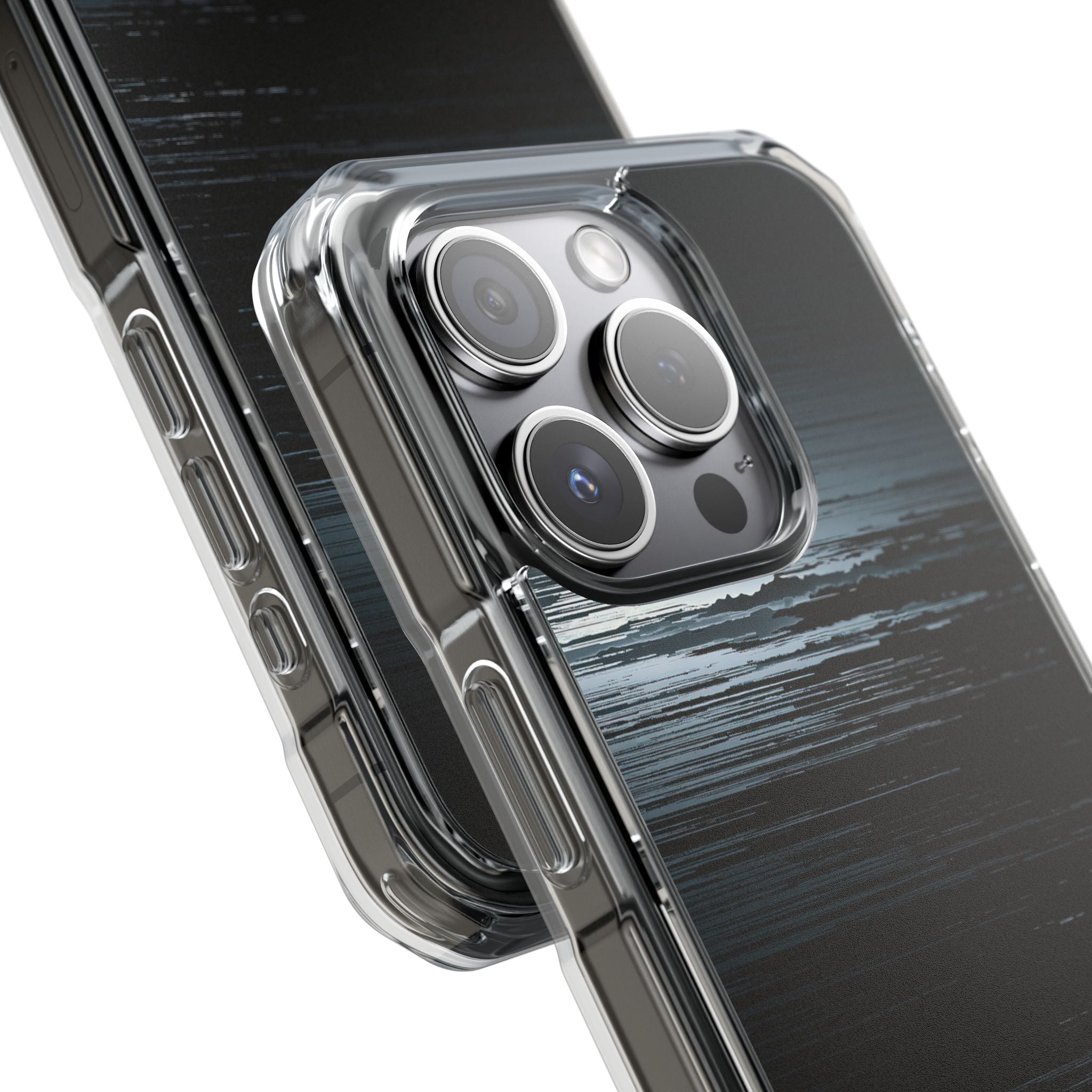 Black Impact MagSafe Phone Case for iPhone - Frozen Signal Glitch