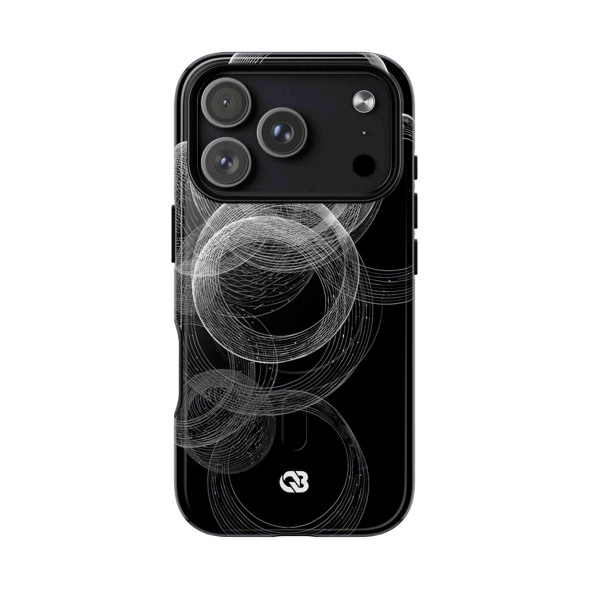 Black Tough 2.0 Magsafe Phone Case for iPhone - Kinetic Wireframe Orbit