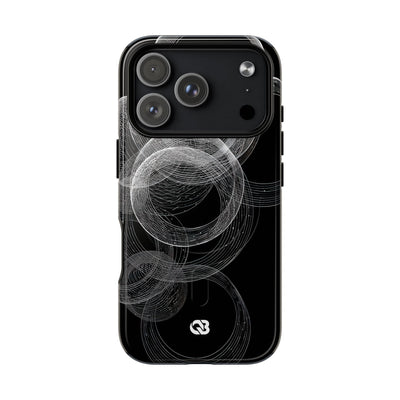 Black Tough 2.0 Magsafe Phone Case for iPhone - Kinetic Wireframe Orbit