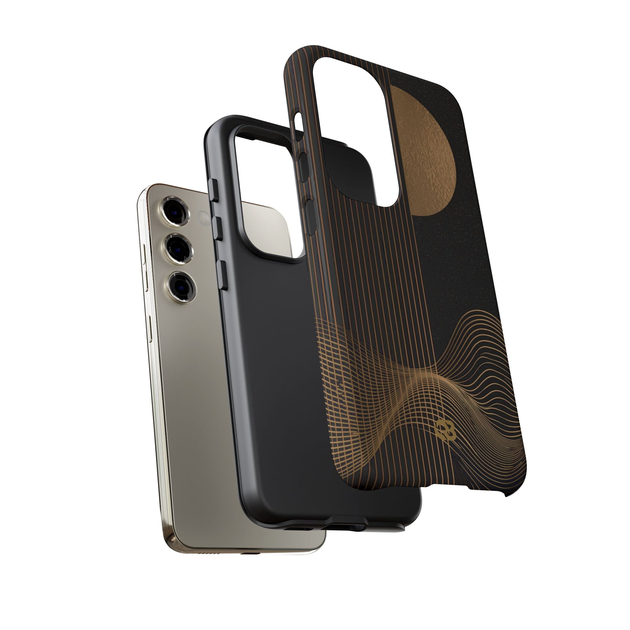 Gold Tough Phone Case for Samsung - Gilded Obsidian Dunes