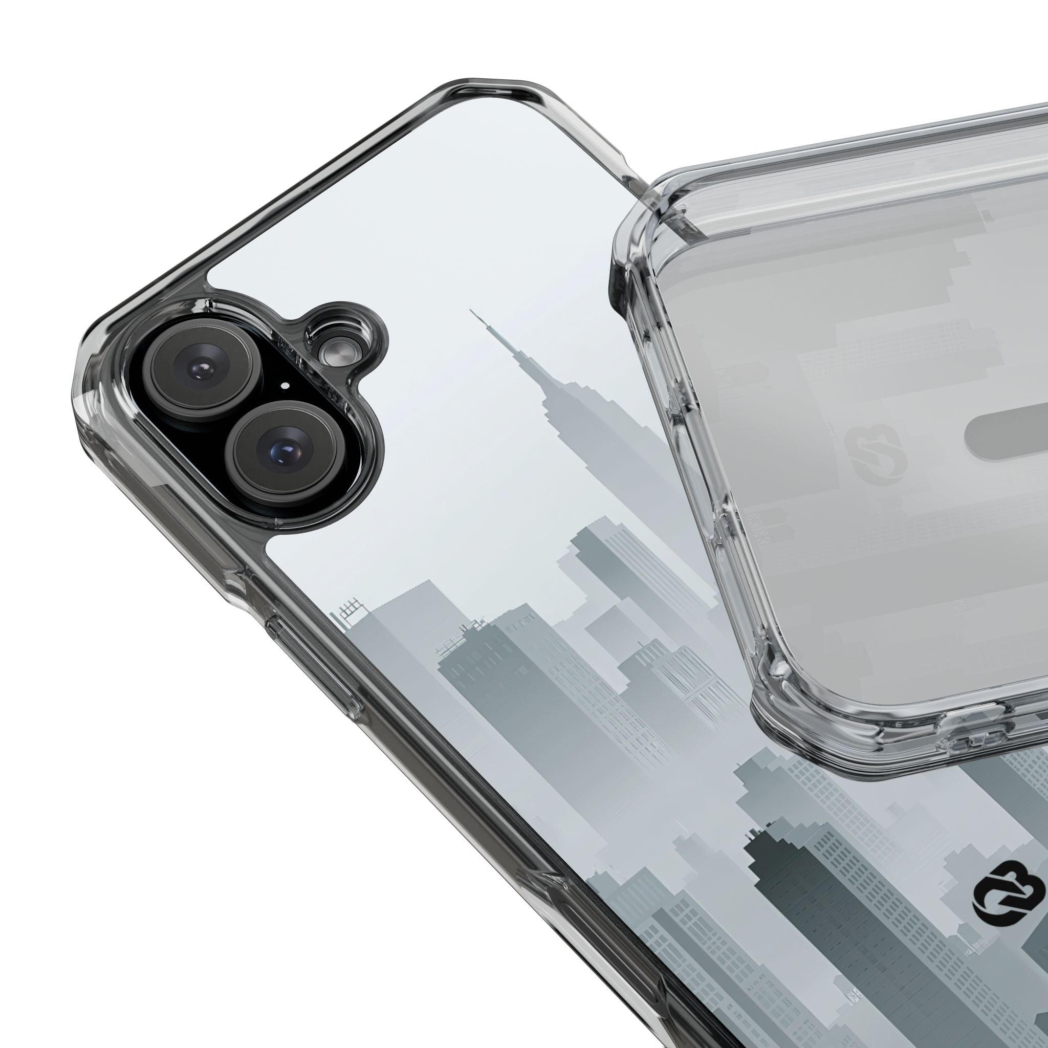 Grey Impact MagSafe Phone Case for iPhone - Steel Mist Skyline
