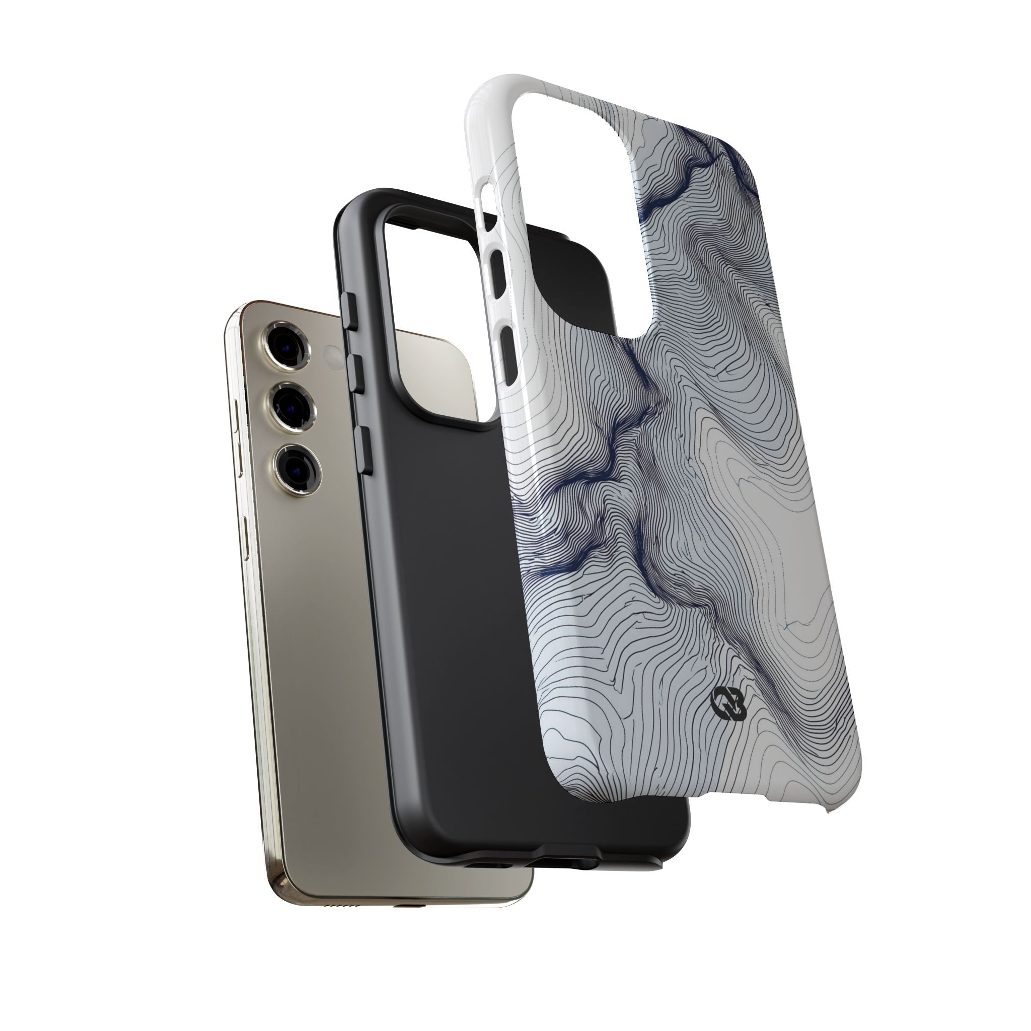 White Tough Phone Case for Samsung - Nordic Ridge Topo
