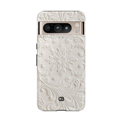 Ivory Baroque Relief · Tough Phone Case for Pixel ·  White