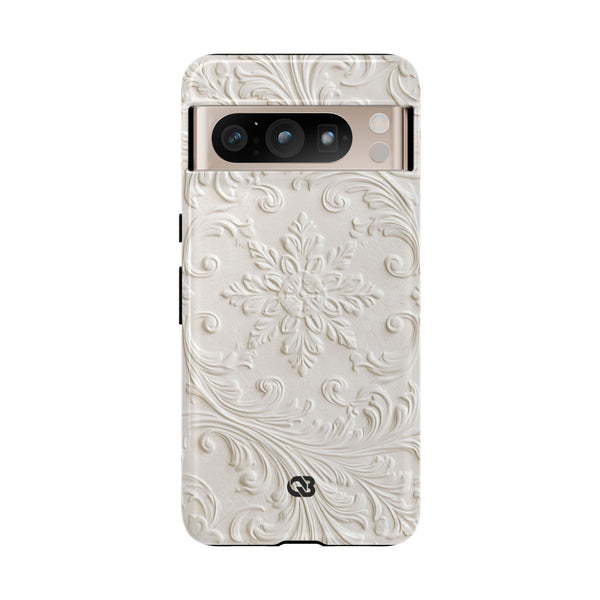 Ivory Baroque Relief · Tough Phone Case for Pixel ·  White