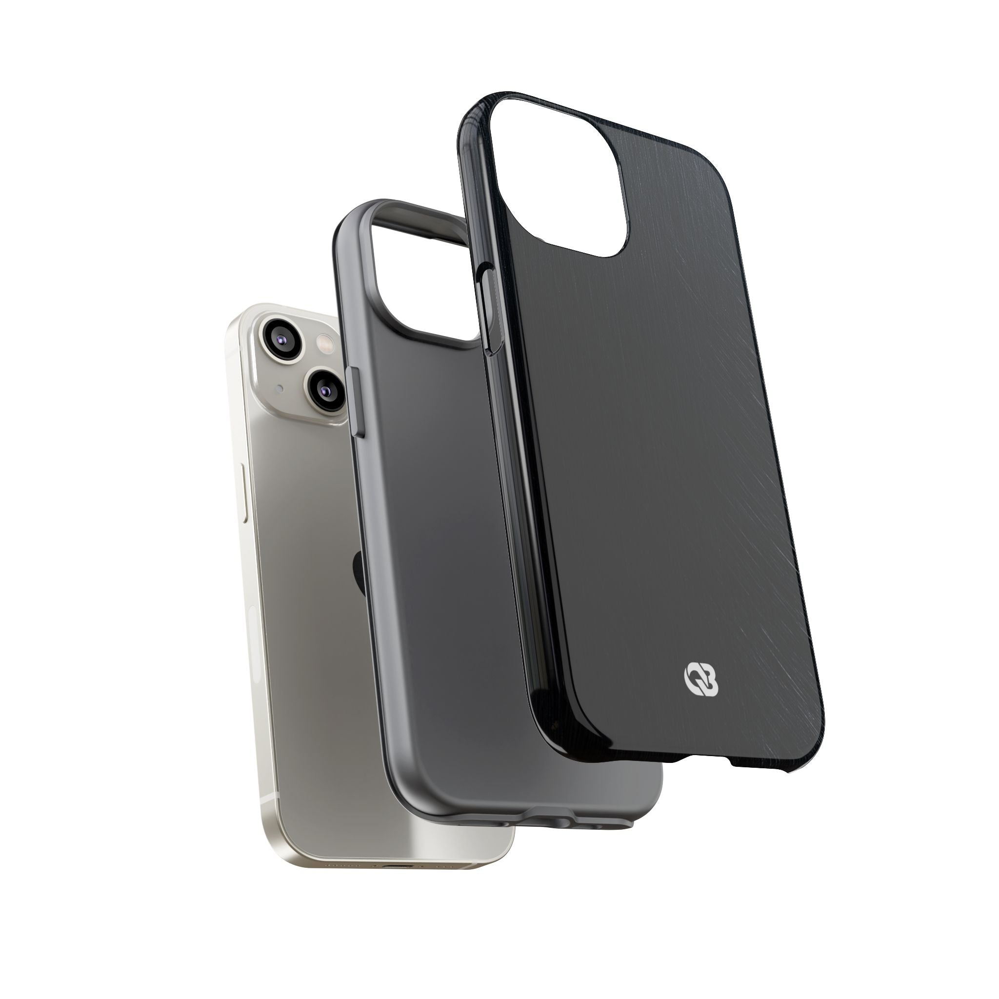 Black Tough Phone Case for iPhone - Midnight Brushed Grain
