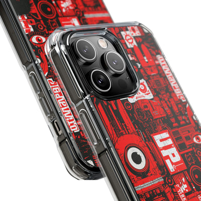 Neo Mecha Collage · Clear Impact Magnetic Phone Case for iPhone · Red