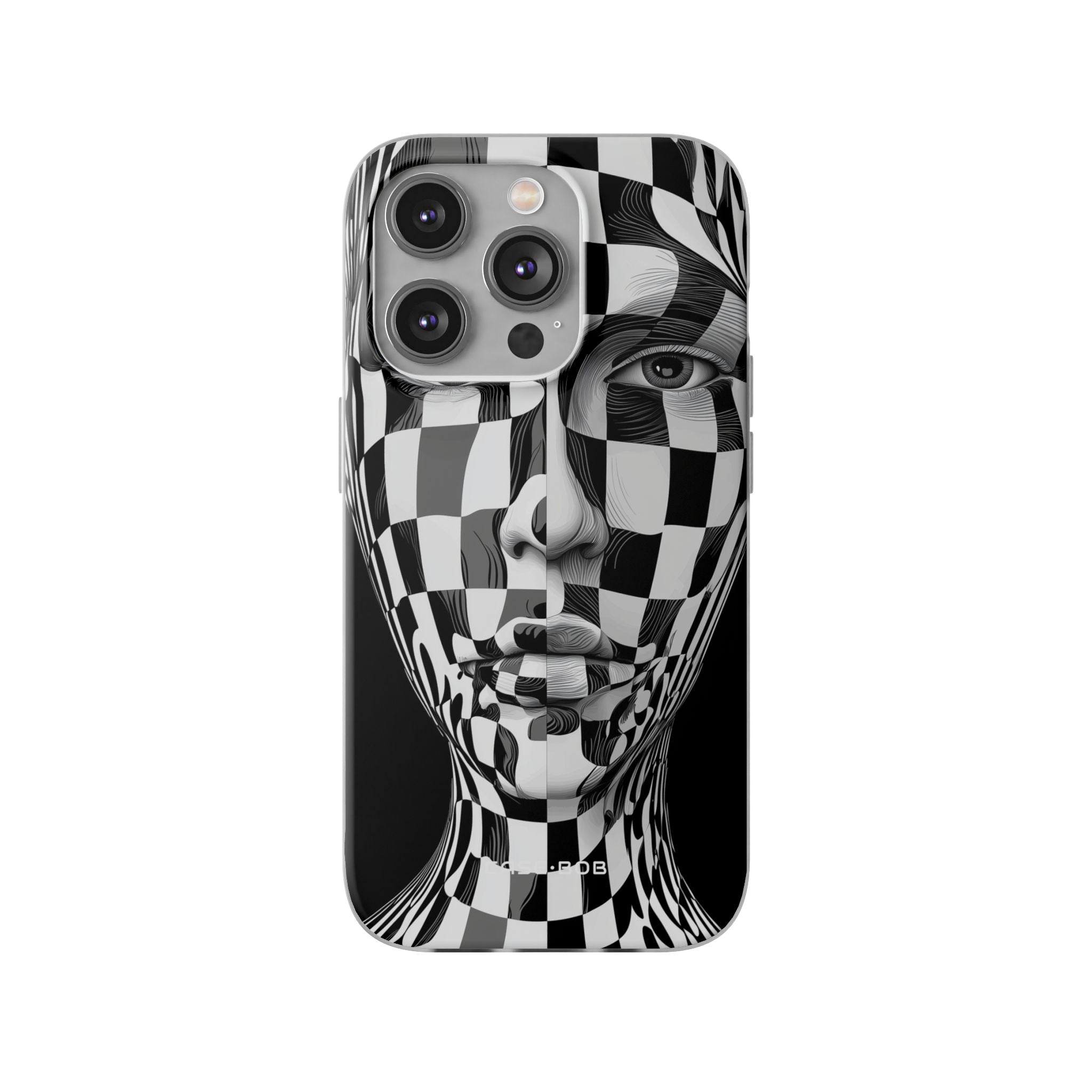 Checkered Face iPhone 14 Pro Skal - Mjuk