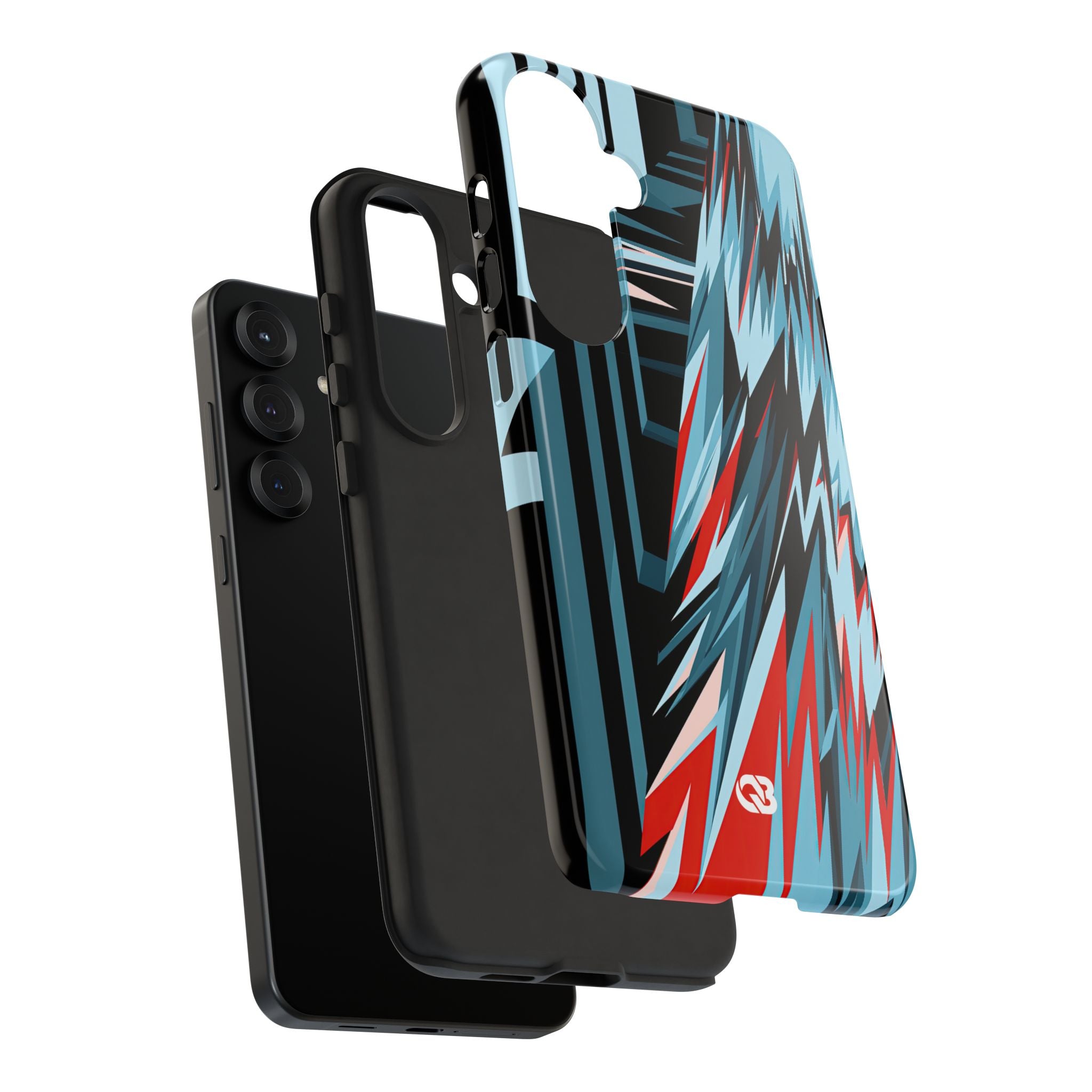 Blue Tough Phone Case for Samsung - Glitch Peak Cyan