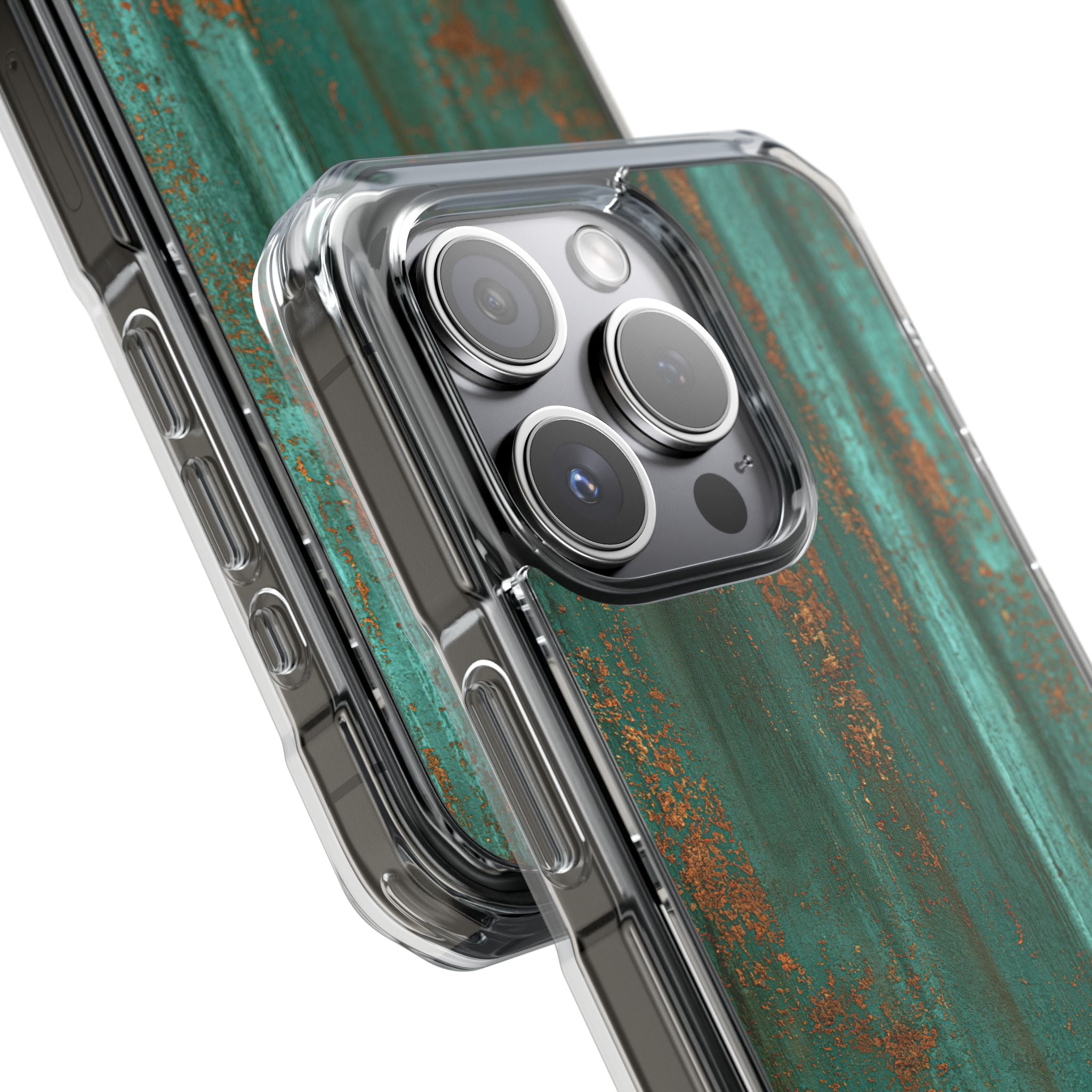 Teal Impact MagSafe Phone Case for iPhone - Verdigris Copper Siding