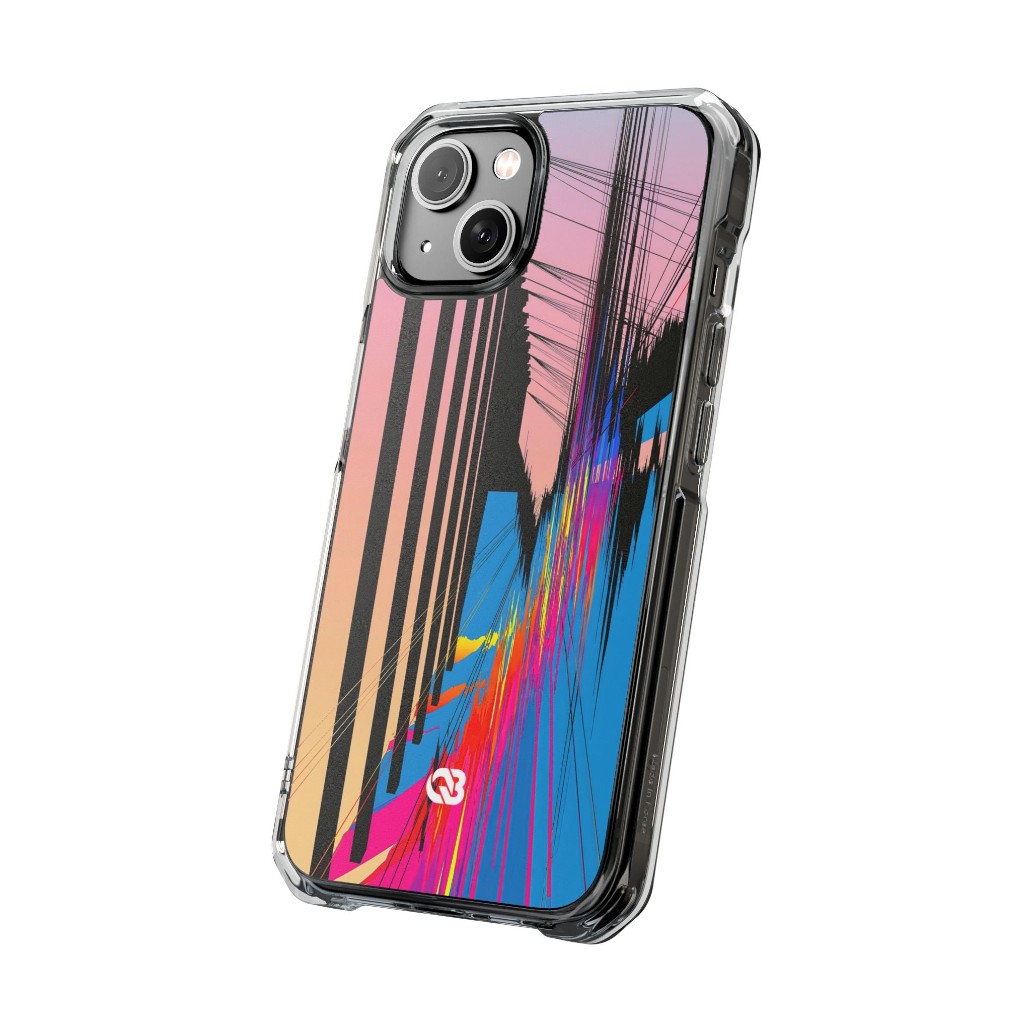 Blue Impact MagSafe Phone Case for iPhone - Fractured Data Skyline