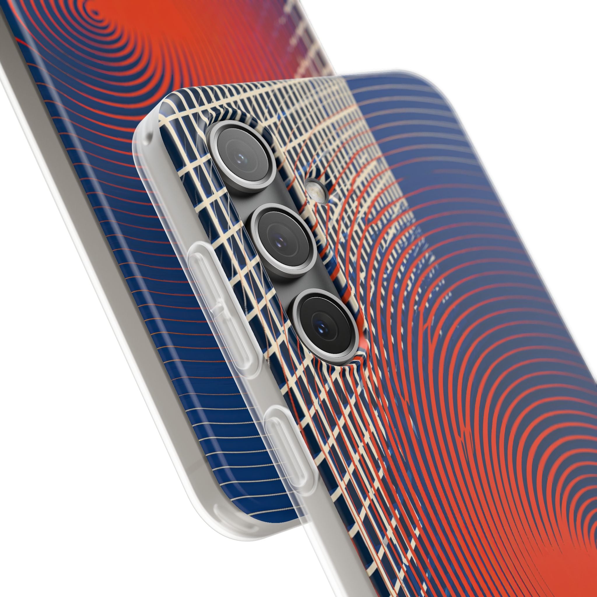 Blue Lite Phone Case for Samsung - Orange Orbit Grid