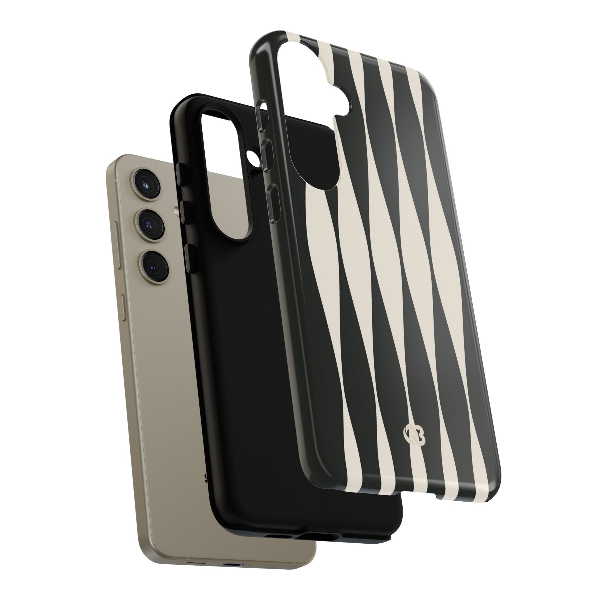 Black Tough Phone Case for Samsung - Ivory Spindle Grid