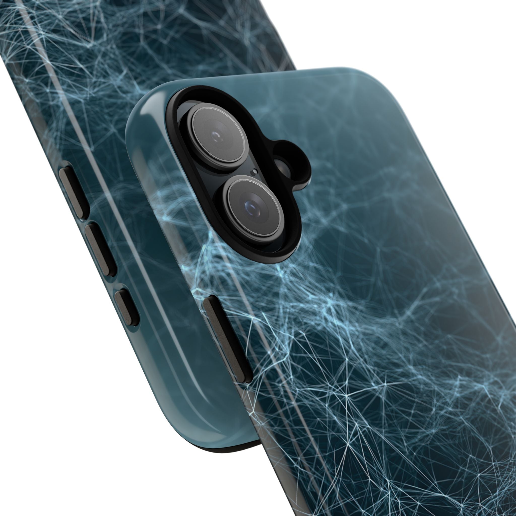 Teal Tough Phone Case for iPhone - Arctic Neural Mesh