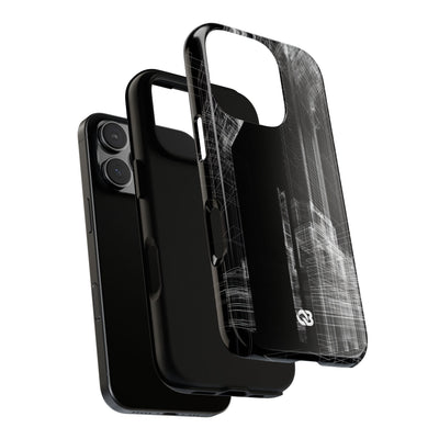 Black Tough Phone Case for iPhone - Ghost Urban Wireframe