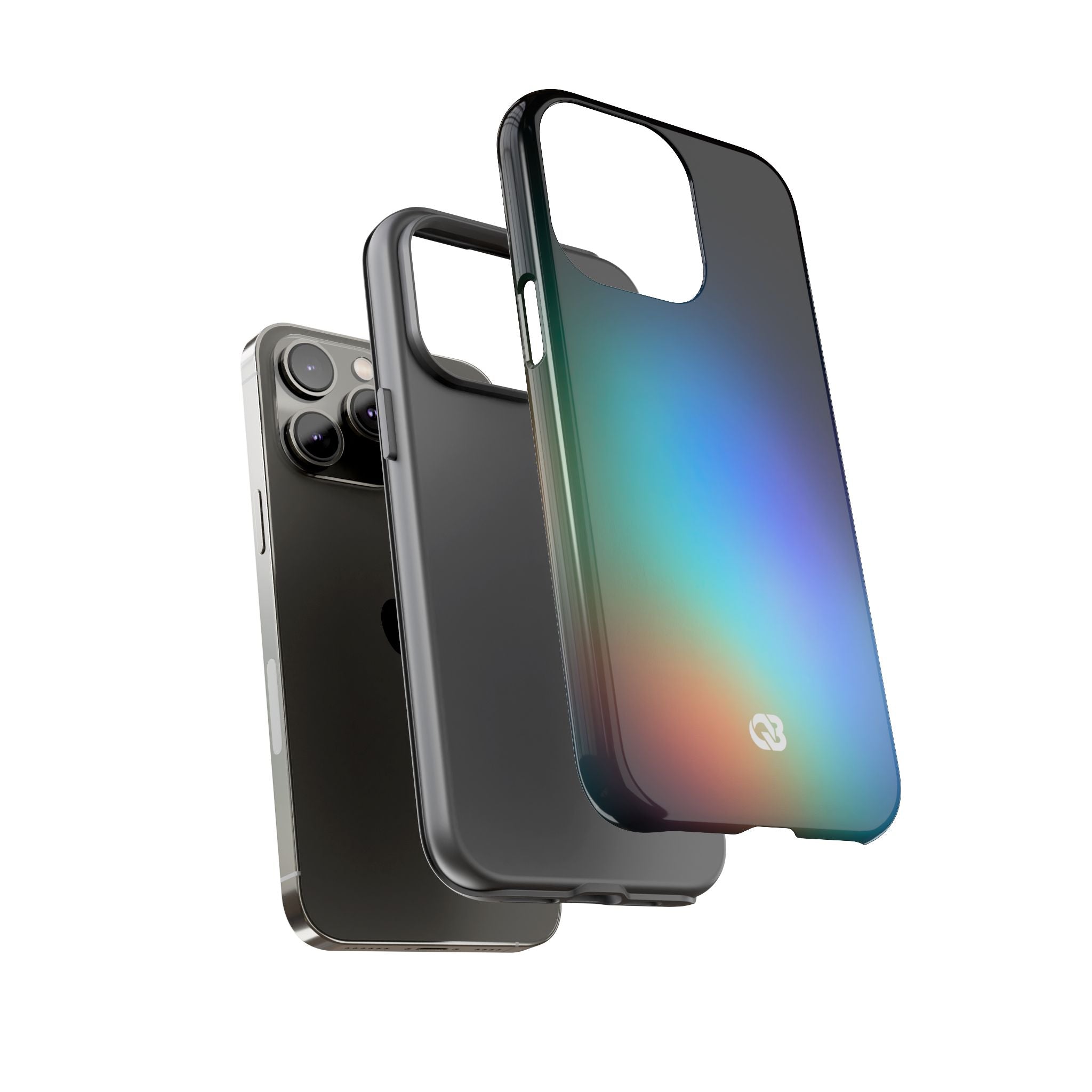 Black Tough Phone Case for iPhone - Electric Prism Grain